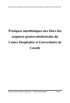 Pratiques anesthésiques