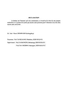 Crise agricole et determinants de l'intensification A Walungu/RDC