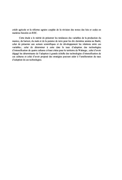 Crise agricole et determinants de l'intensification A Walungu/RDC
