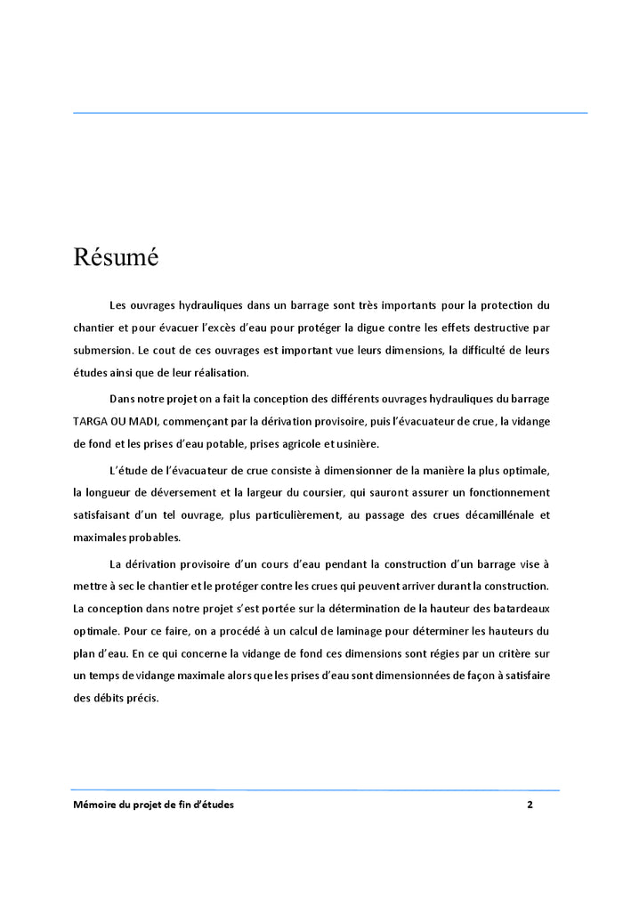 Optimisation des ouvrages hydrauliques d'un barrage