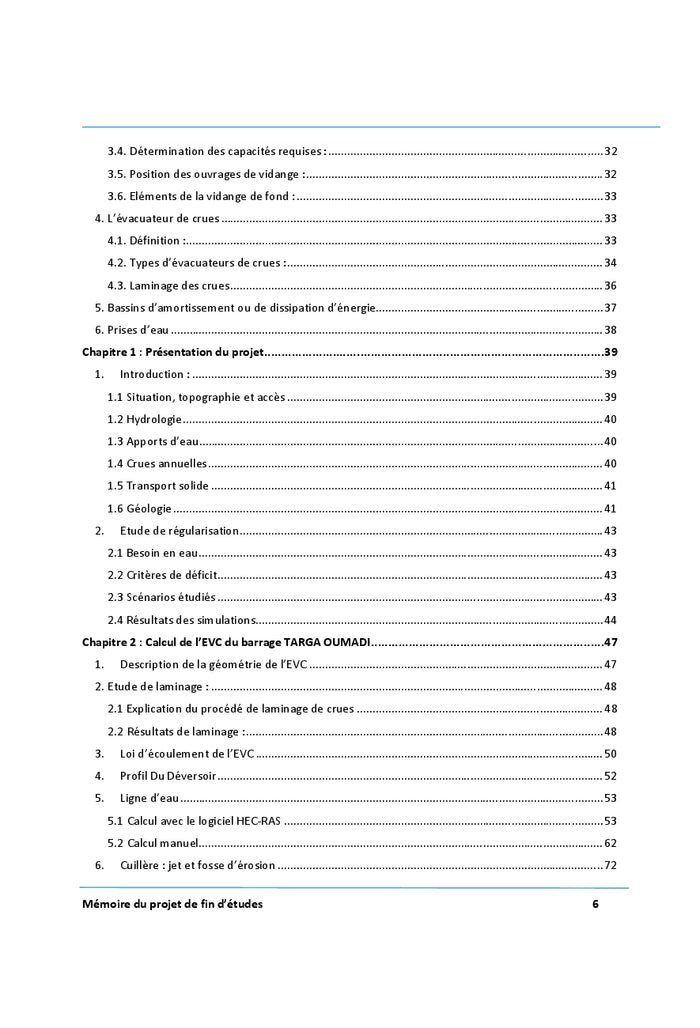 Optimisation des ouvrages hydrauliques d'un barrage