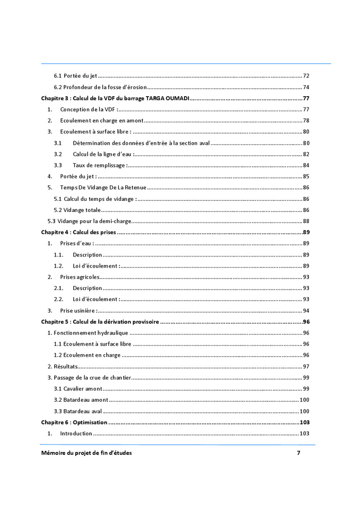 Optimisation des ouvrages hydrauliques d'un barrage