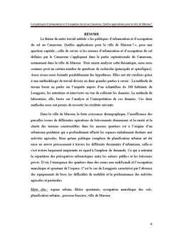 Les politiques d'urbanisation et d'occupation du sol au Cameroun