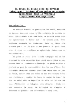 La prise de poids après l'arrêt tabagique
