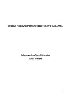 Guide sur Procédures d'obtention des documents civils au Mali