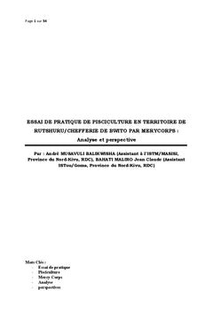 Pratique de la pisciculture dans le milieu rural