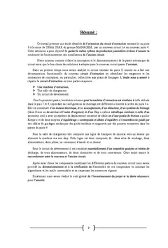 Etude d'un circuit d'extraction de minerai