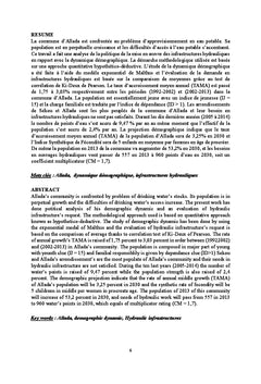 Dynamique démographique et besoin en eau de consommation au Bénin