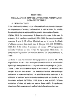 Dynamique démographique et besoin en eau de consommation au Bénin