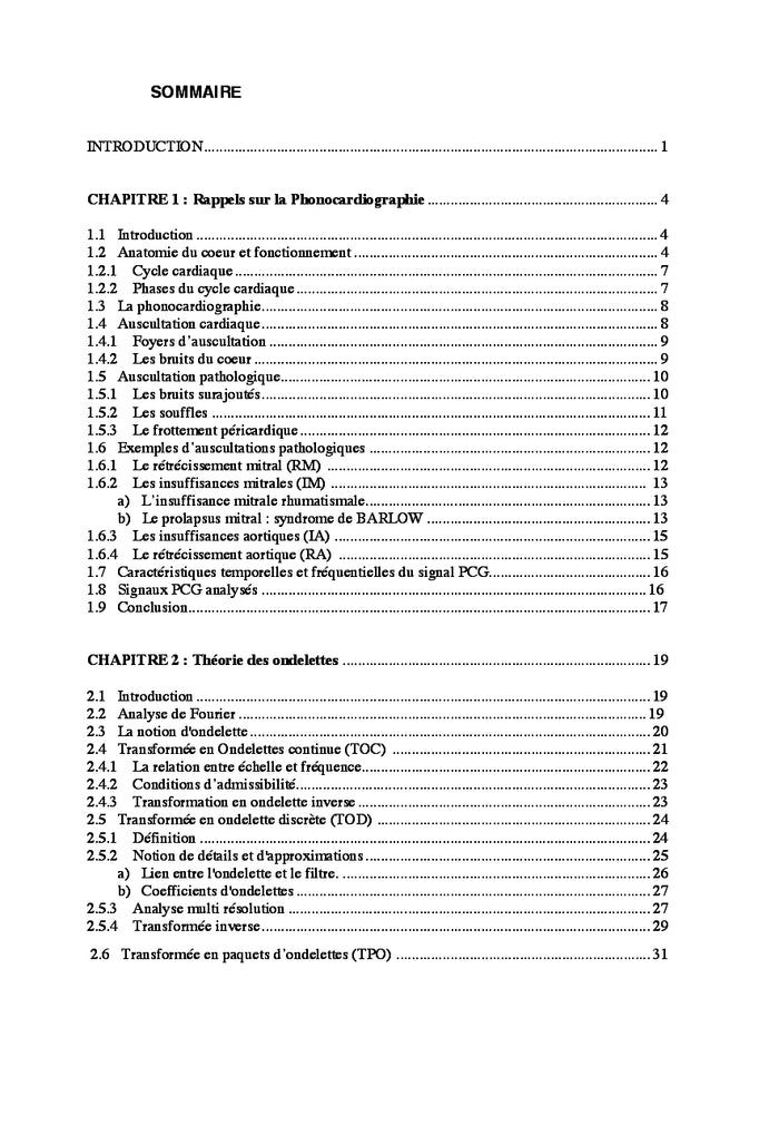 Traitement et analyse du signal Phonocardiogramme