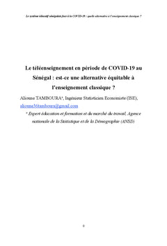 Le système éducatif sénégalais face à la COVID-19