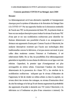 Le système éducatif sénégalais face à la COVID-19