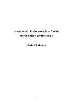 Acacia tortilis en Tunisie: Écophysiologie et morphologie