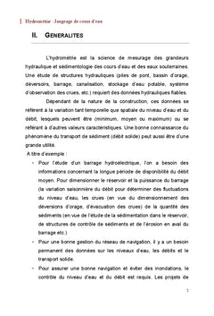Hydrométrie : Jaugeage de cours d'eau
