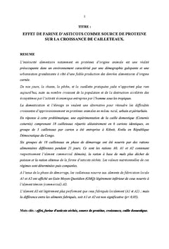 Farine d'asticots bon aliment des cailleteaux en croissance