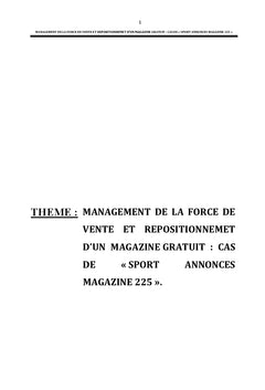 Management de la force de vente et repositionnement d'un magazine gratuit: