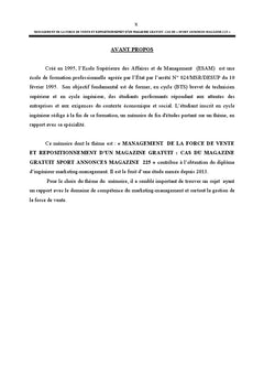 Management de la force de vente et repositionnement d'un magazine gratuit: