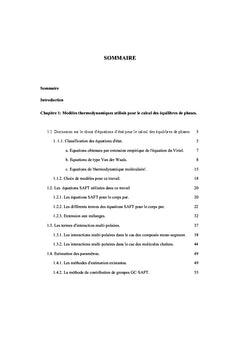 Etudes expérimentales et modélisation thermodynamique par GC-SAFT
