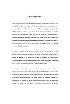 Etudes expérimentales et modélisation thermodynamique par GC-SAFT