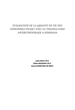 Evaluation de la qualité de vie des personnes vivant avec le VIH/SIDA
