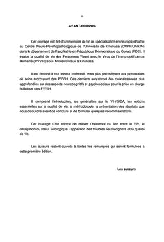 Evaluation de la qualité de vie des personnes vivant avec le VIH/SIDA