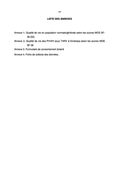 Evaluation de la qualité de vie des personnes vivant avec le VIH/SIDA