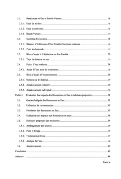 Evaluation et proposition d'amélioration à l'accès à l'eau potable