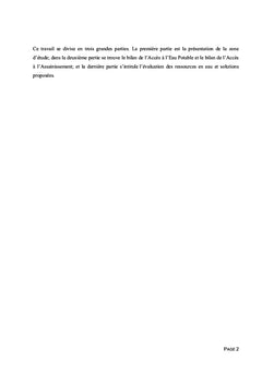 Evaluation et proposition d'amélioration à l'accès à l'eau potable