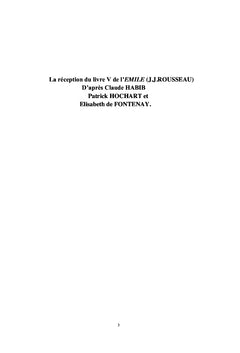 La réception du livre V de l'Émile, J.J. Rousseau