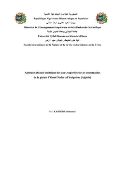 Aptitude des eaux de la plaine d'Oued Nador à l'irrigation (Algérie)