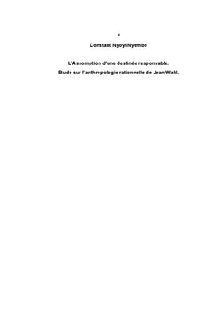 L'Assomption d'une destinee responsable