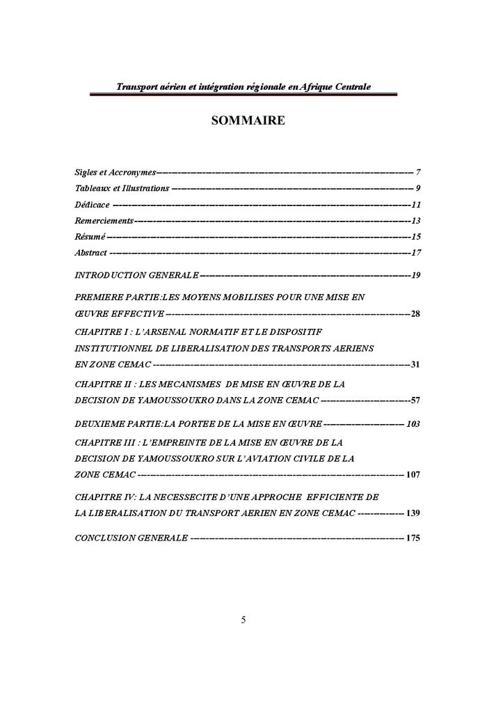 Transport aérien et intégration régionale en Afrique Centrale