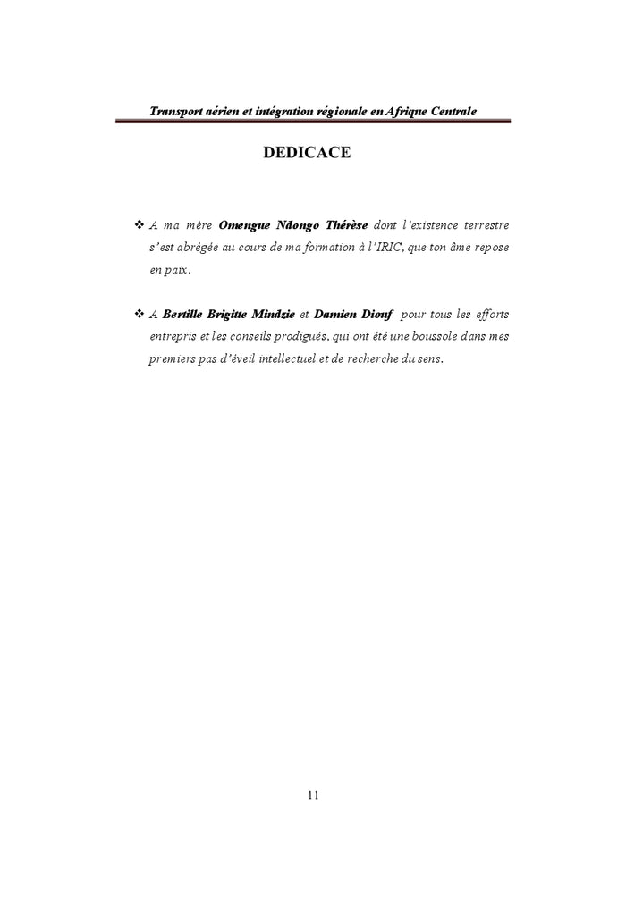 Transport aérien et intégration régionale en Afrique Centrale
