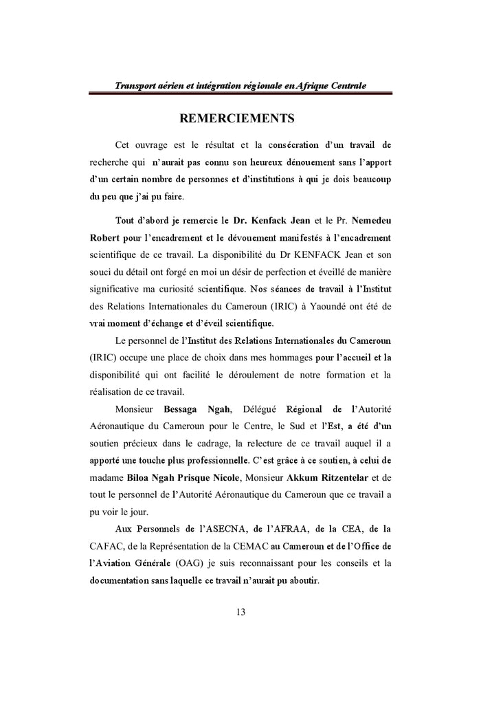 Transport aérien et intégration régionale en Afrique Centrale