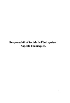 Responsabilité Sociale de l'Entreprise: aspects théoriques