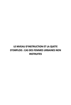 Le niveau d'instruction et la quête d'emploi