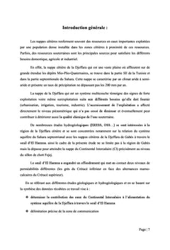 Etude de la relation entre la nappe du CI et la nappe de la Djeffara