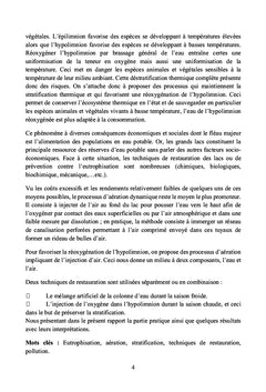 Techniques d'aération pour la lutte contre l'eutrophisation des lacs