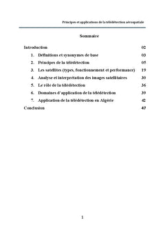 Principes et applications de la télédétection aérospatiale
