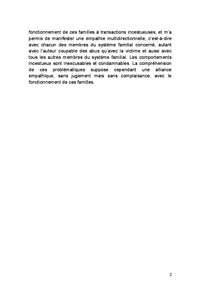 INCESTE. Victimes, Auteurs, Familles à transactions incestueuses