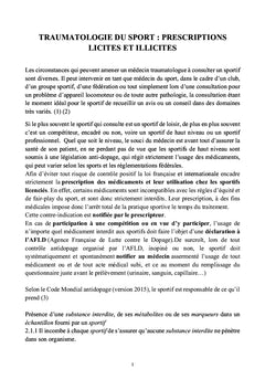 Prescriptions licites et illicites en traumatologie du sport