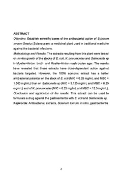 Activité antibactérienne des extraits de feuilles de Solanum torvum