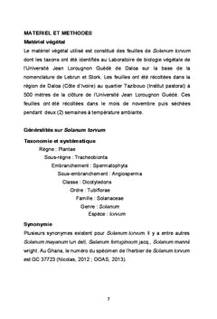 Activité antibactérienne des extraits de feuilles de Solanum torvum