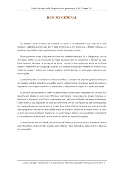 Etude et restauration d'un vase à bulbe d'oignon du premier âge du Fer