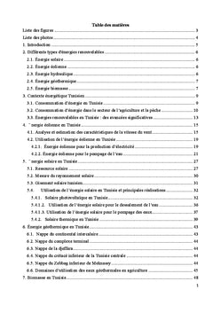 Étude du potentiel des énergies renouvelables en Tunisie