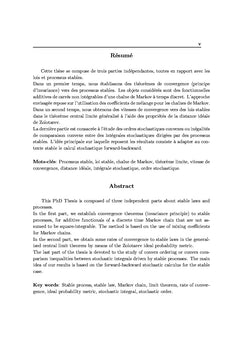 Lois et Processus stable : Théorèmes limites et ordre convexe