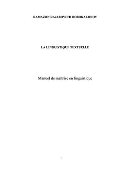 LA LINGUISTIQUE TEXTUELLE