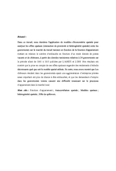 Processus d'appariement sur les marchés locaux du travail en Tunisie