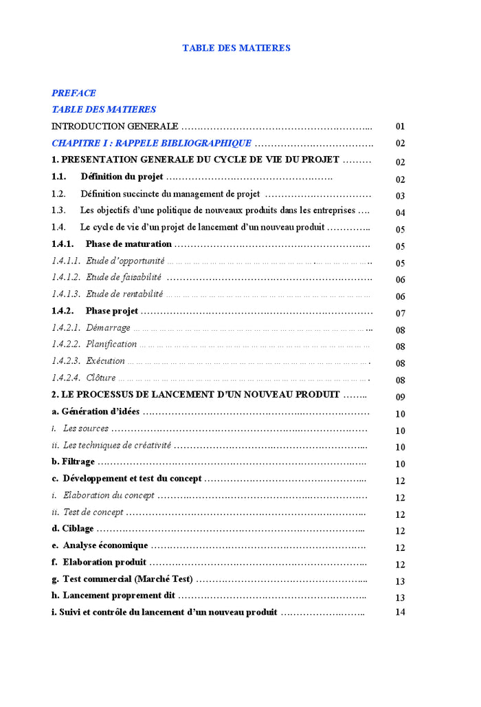 Etude de Maturation d'un Projet