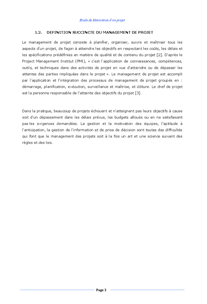 Etude de Maturation d'un Projet